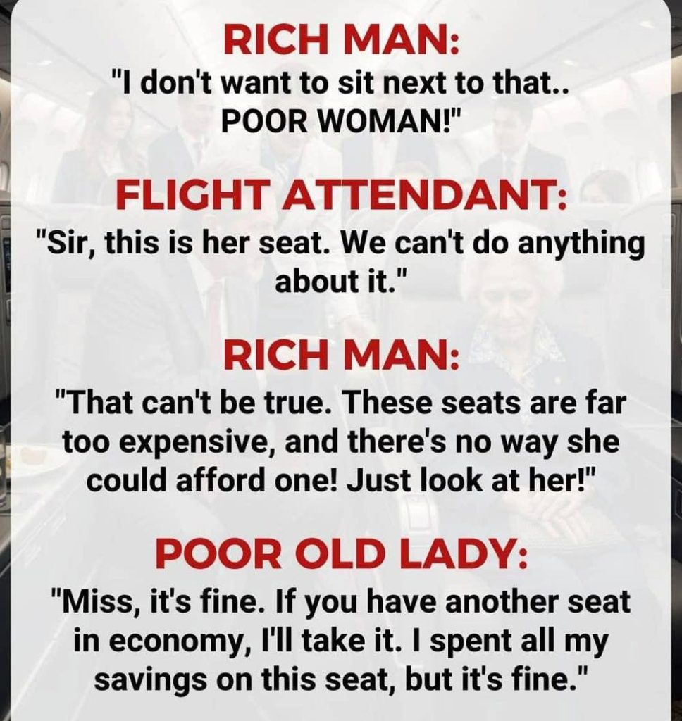 He made fun of an old woman in business class — but then the pilot said something that made everyone cry.