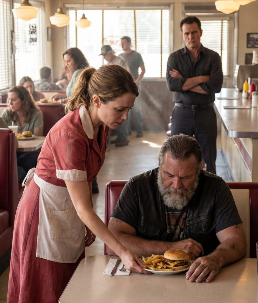 A Struggling Single Mother Working the Night Shift at a Quiet Roadside Diner Chose to Help an Injured Stranger Despite Her Boss’s Orders — Until She Was Fired on the Spot and Woke Up the Next Morning to Find Dozens of Motorcycles Waiting Outside Her Door, Ready to Change Her Future Forever