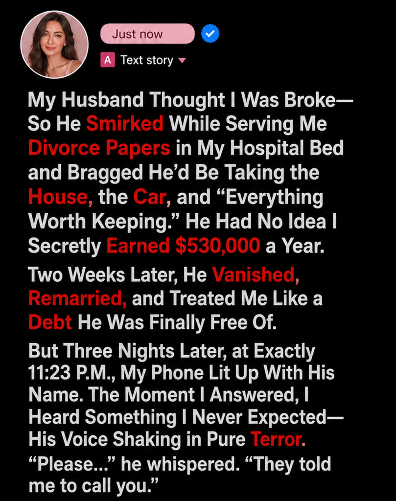 My husband served me divorce papers while I was lying in a hospital bed wearing a plastic wristband.