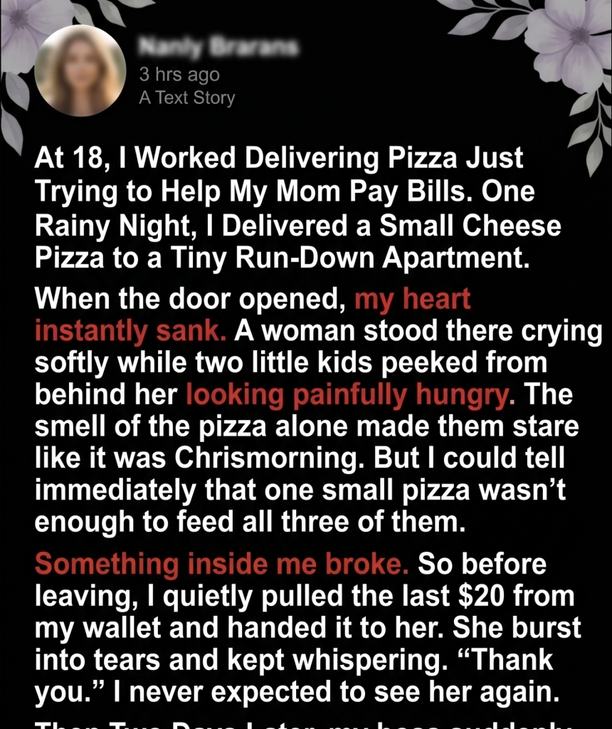 I Gave a Hungry Family My Last $20 While Delivering Pizza—Two Days Later, My Boss Called Me Into His Office