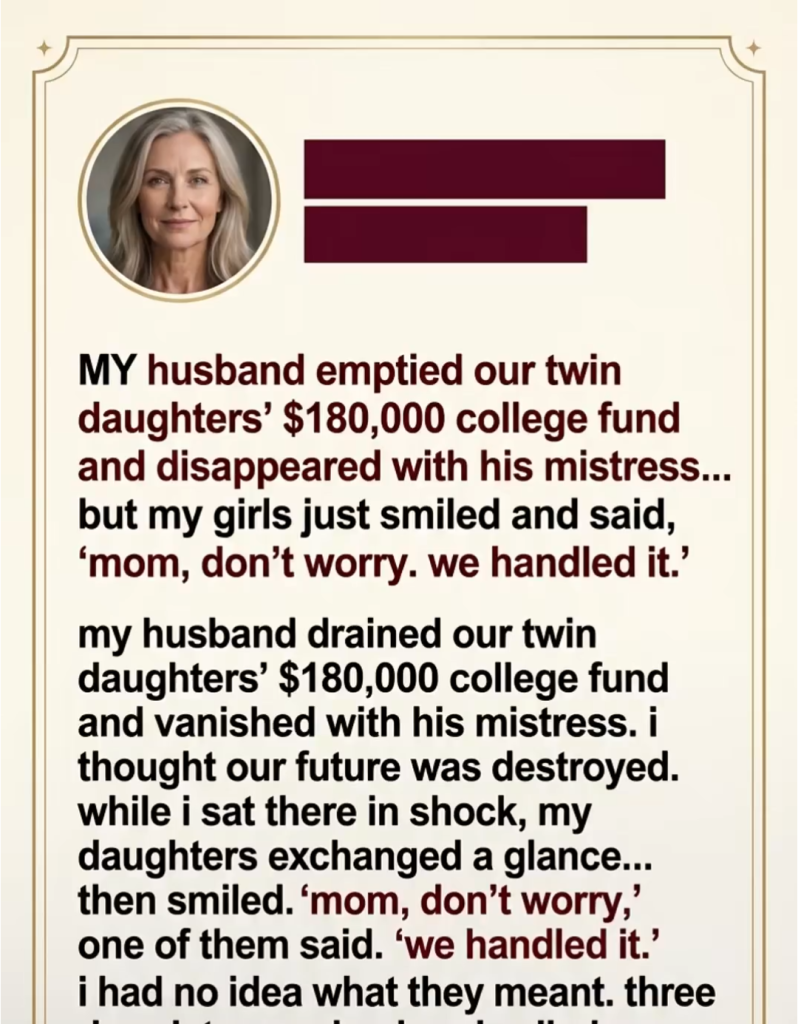 My Husband Emptied Our College Fund But My Twins Had Already Trapped Him enjoy your reading…