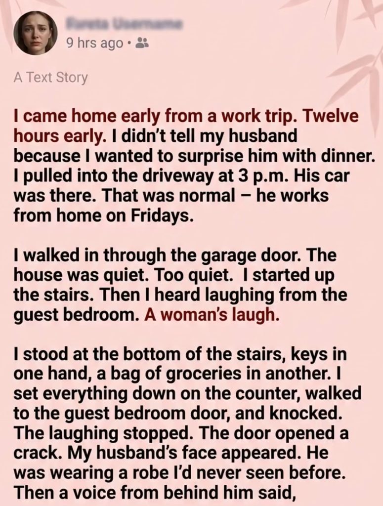 I came home 12 hours early to surprise my husband… and caught him living a lie. He thought he destroyed my life that day. Instead, he handed me the freedom I never knew I needed. Sometimes betrayal isn’t the end of your story—it’s the beginning of your best chapter.
